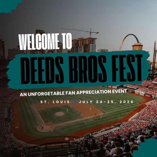 Stadium with 'Deeds Bros Fest' event promotion text overlay