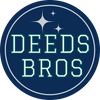 Circular logo with 'DEEDS BROS' text and star design on a blue background
